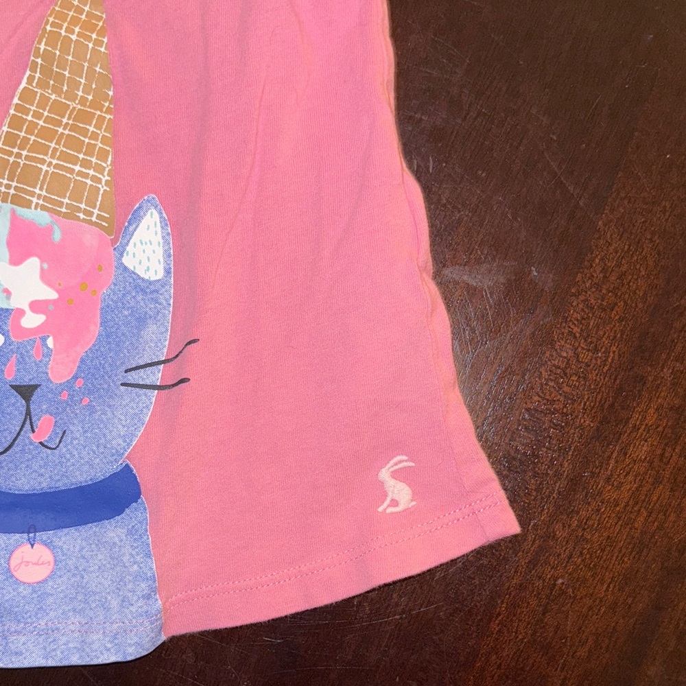 Joules Pink Shirt with Cat and Ice Cream Design - Picture 4 of 6
